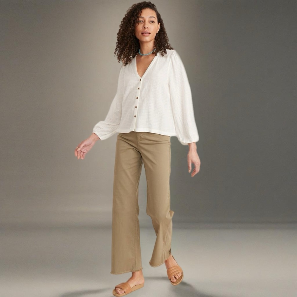 Marine Layer Womens Colette Stripe Cotton Blend Button-Up Top Small 2 4 White